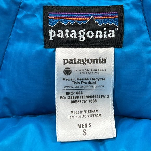 Patagonia Down Sweater Vest Mens Small Blue Full Zip Puffer 84261 - Picture 9 of 10